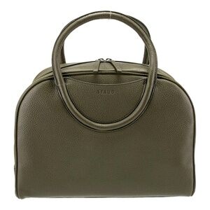 Staud Maude Bowler Zip Top Handle Around Leather Olive Green Satchel Suede LNWT